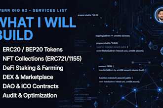 create custom erc20, erc721 nft, defi smart contract in solidity