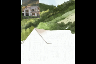 create custom watercolor wedding venue and house portrait