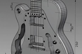 do 3d guitar cad mold design, for product prototype and manufacturing, injection