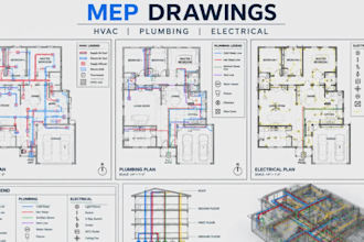 2d floor plans, architectural, structural, electrical, mep drawings hvac permit