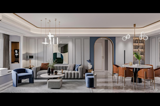 design modern office interior in 3d with realistic render