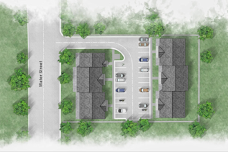 design site plan, subdivision layout with photoshop rendering