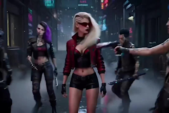 create synthwave cyberpunk music video 80s retrowave 90 lyrics video darkwave