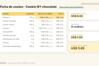 costear tus recetas con precio de venta automatizado