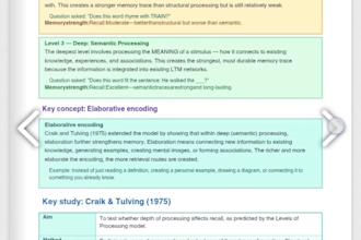 provide igcse psychology 9218 memory revision notes PDF