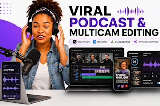 podcast editing, multicam interviews, riverside fm, buzzsprout descript ai video