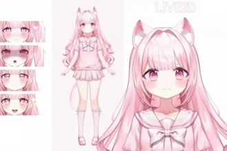 draw and rig 2d vtuber model, live2d vtuber, live2d model, v tuber design