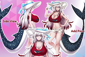 vrchat furry avatar, 3d furry vtuber avatar model, anthro furry reference sheet