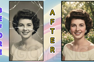 restore old damaged photos, fix blurry images and colorize pictures