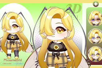 design and rig live2d chibi vtuber model for streaming