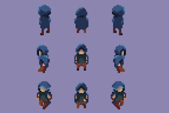 pixel art character, pixel art animation, pixel animation, sprite sheet, sprite