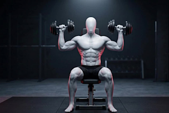 do realistic 3d workout animation, anatomy tutorial exercise video, fitness, gym