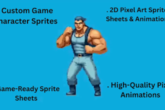 design 2d pixel art sprite sheets and animations for indie game characters, npcs