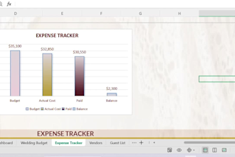 create a professional wedding budget planner and checklist