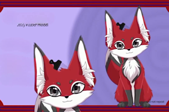 design live2d vtuber animal, 2d animal model, live2d animal rigging in any style