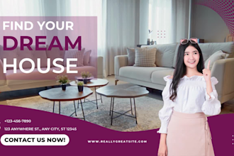 design professional real estate banner and social media ad