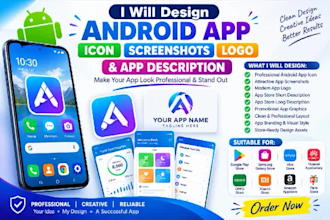 design android app logo, icon, screenshots and app description