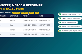 convert, merge and reformat your CSV and excel files