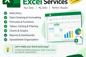 excel data entry , formatting cleaning, and reporting
