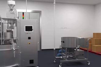 create 3d industrial animation pharmaceutical capsule machine handling system