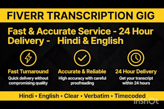 transcribe hindi and english audio to text with proofreading