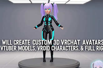 create custom 3d vrchat avatars, vtuber models, vroid characters and full rigs