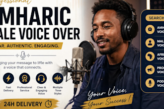 delivery podcast amharic male voiceover, promotional voiceover