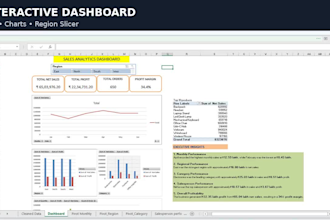 create a professional excel dashboard and sales report