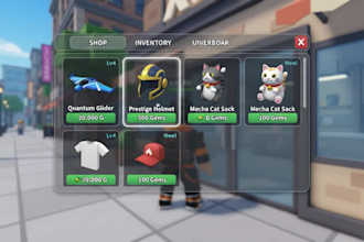 design custom roblox game ui, gui, menu shop, inventory hud leaderboard modern