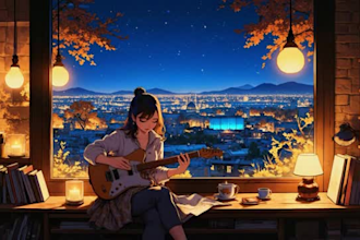 make a lofi loop animation, image animation, animated video visualizer