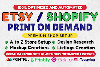 setup etsy print on demand store, etsy pod, etsy digital products and etsy SEO