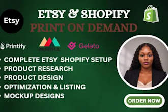 setup etsy shopify print on demand store printify printful etsy pod store