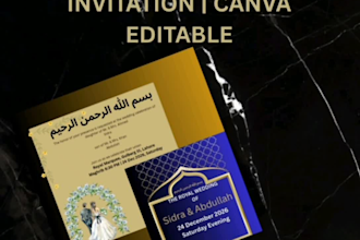 design luxury black gold muslim wedding ,nikkah, invitation cards