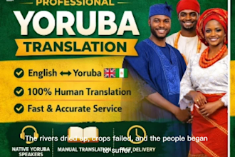 translate english to yoruba manually and professionally