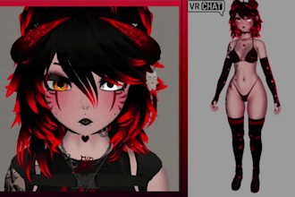model vrchat avatar vrc avatar, 3d model  vrm model, vtuber model warudo avatar