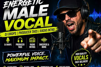 record an energetic male vocal dj drop, producer tags, radio intro