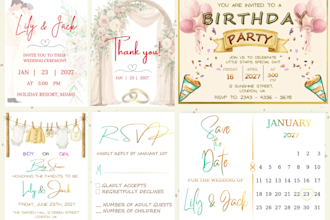 design a modern custom birthday, wedding, or party invitation template in canva