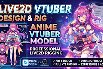 design and rig quality anime vtuber model live2d vtuber rigging for vtube studio
