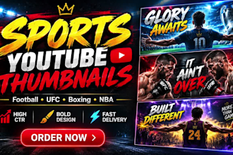 design sports youtube thumbnail for football soccer ufc boxing and nba videos