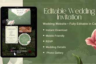design a luxury wedding website invitation in canva