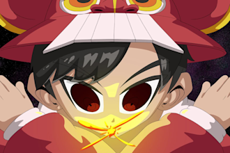 create 2d animation intro for youtube twitch in anime style, no ai