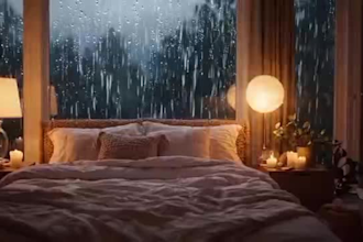 create cozy rain window videos for sleep study and meditation