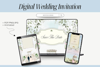 design digital wedding invitation, save the date video