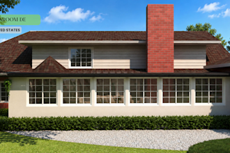 design house exterior and 3d render