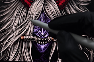 design custom scribble anime artwork for t shirt and merch