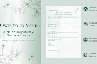 design custom wellness mental health daily planner journal for etsy KDP