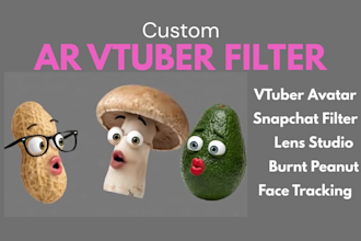create 3d ar vtuber filter for snap camera, lens studio, face tracking, vseeface