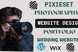 design pixieset website, photography wedding photo booth squarespace website