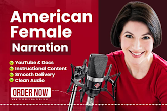 record an american female voice over for your video narration