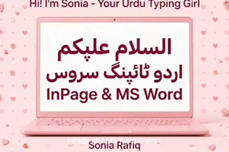 do professional urdu typing in inpage and ms word